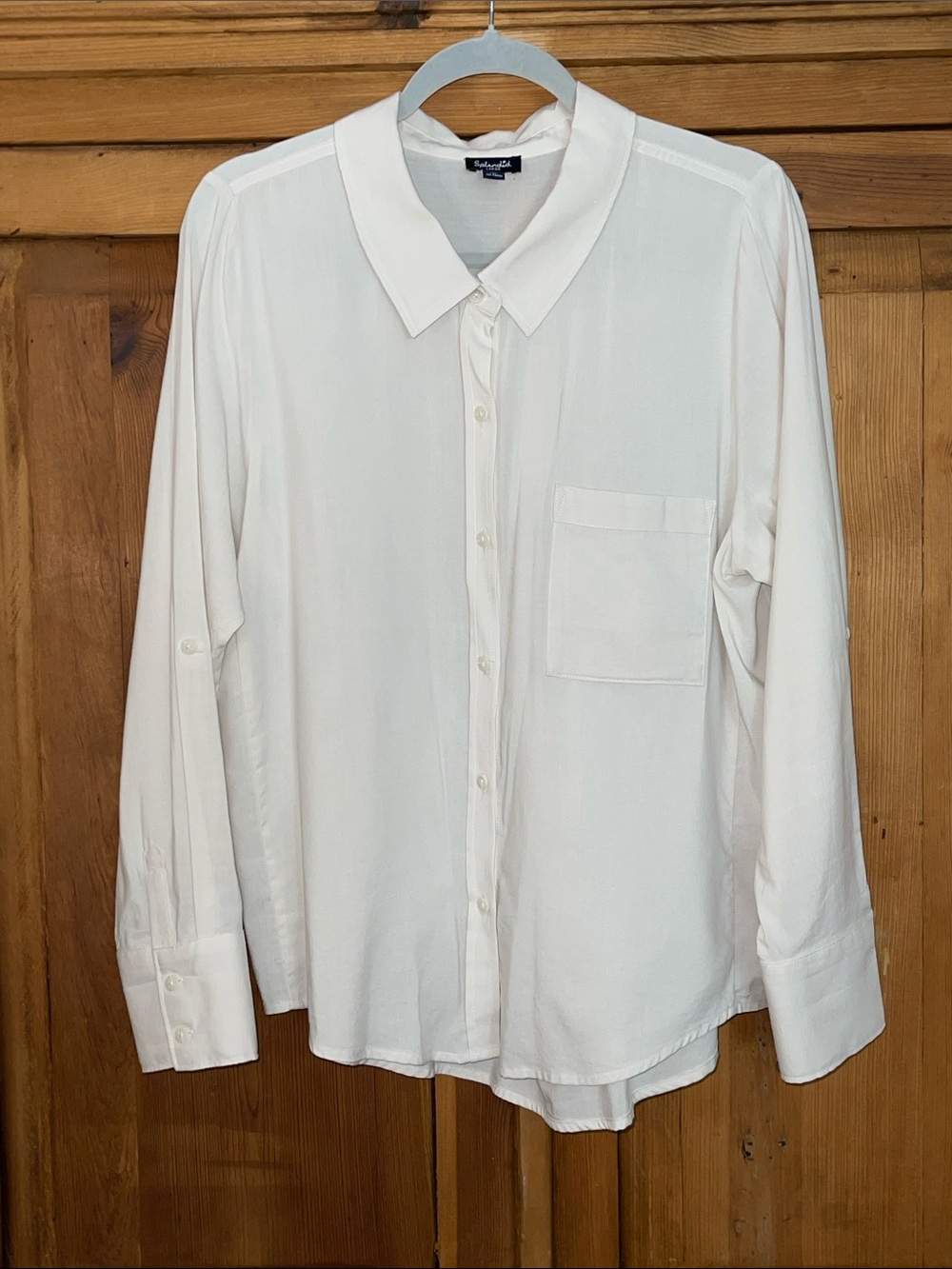 Splendid Light Beige Neutral Button Down Blouse Sz. L